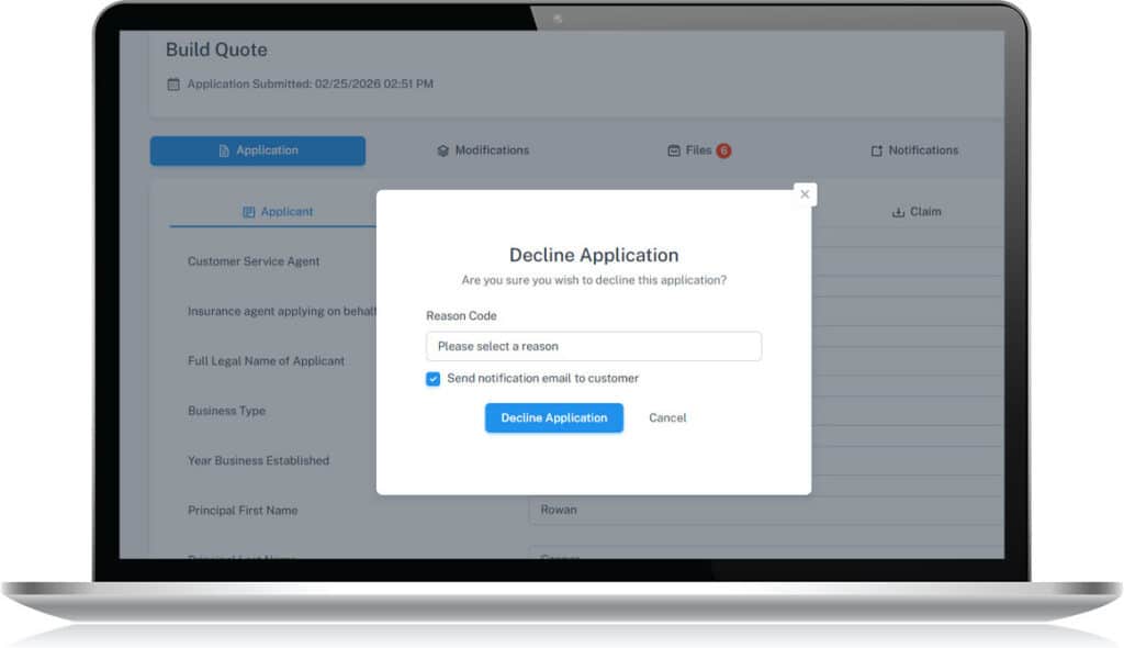 Policymount's Web-based MGA Software Policy Declined Appliaction